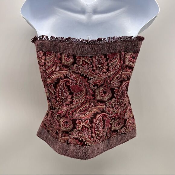 True Meaning Two Piece Skirt/Top Set in Paisley Brocade w/Contrasting Trim-Sz 6 - Picture 4 of 13